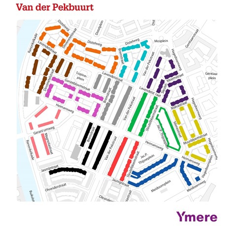 De buurt is opgedeeld in clusters