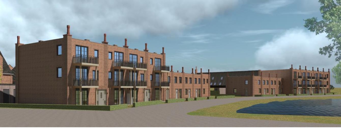 Tekening van de nieuw te bouwen woningen aan de John Miltonlaan