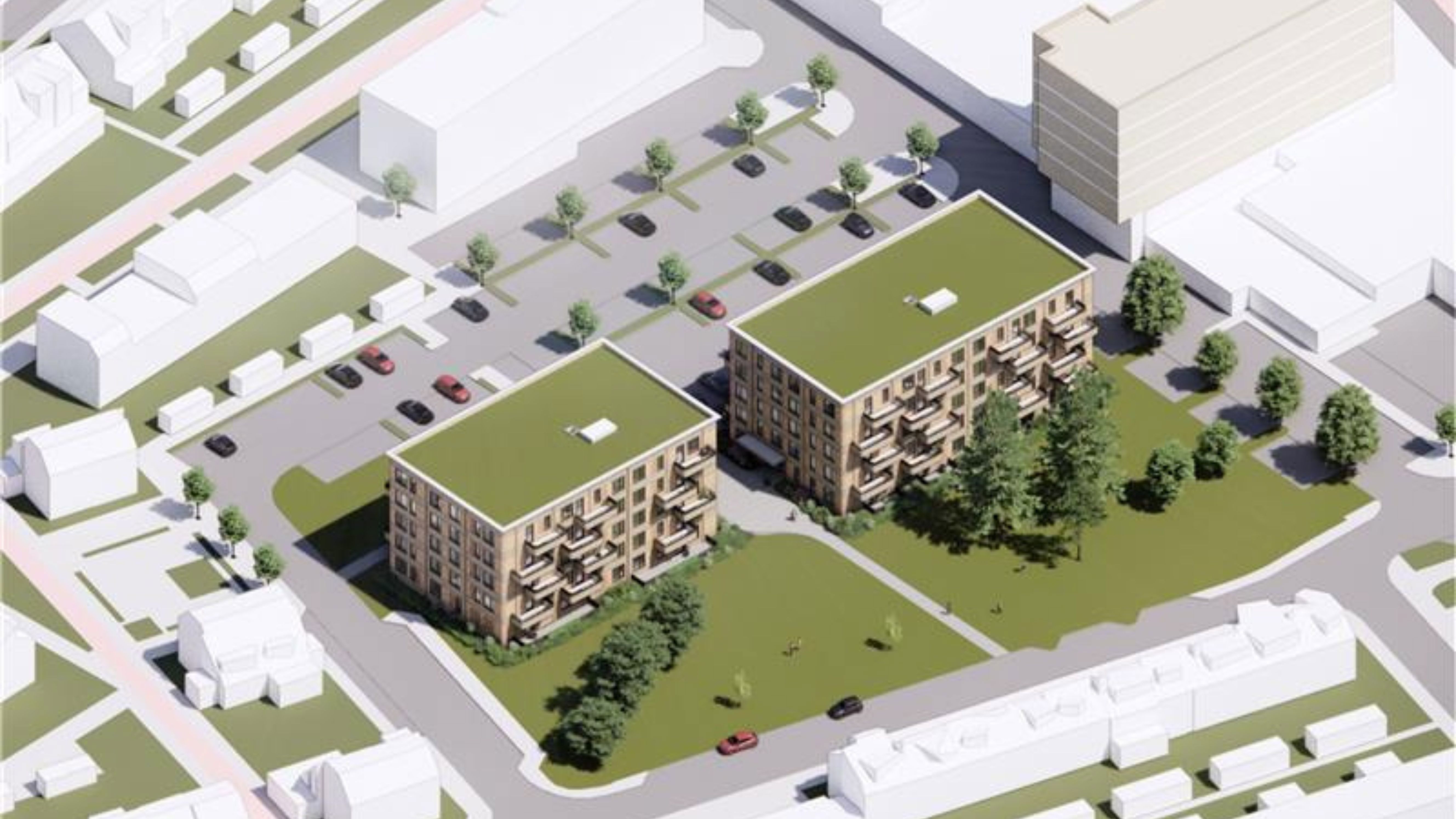 Impressie van de Kostverlorenblokken in vogelvlucht