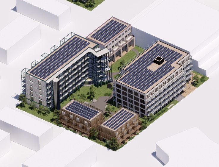 Impressie van de gebouwen op kavel 5