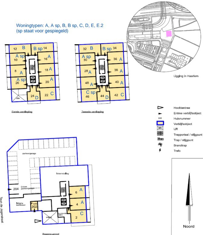 Overzichtsplaatje van de 1e en 2e verdieping