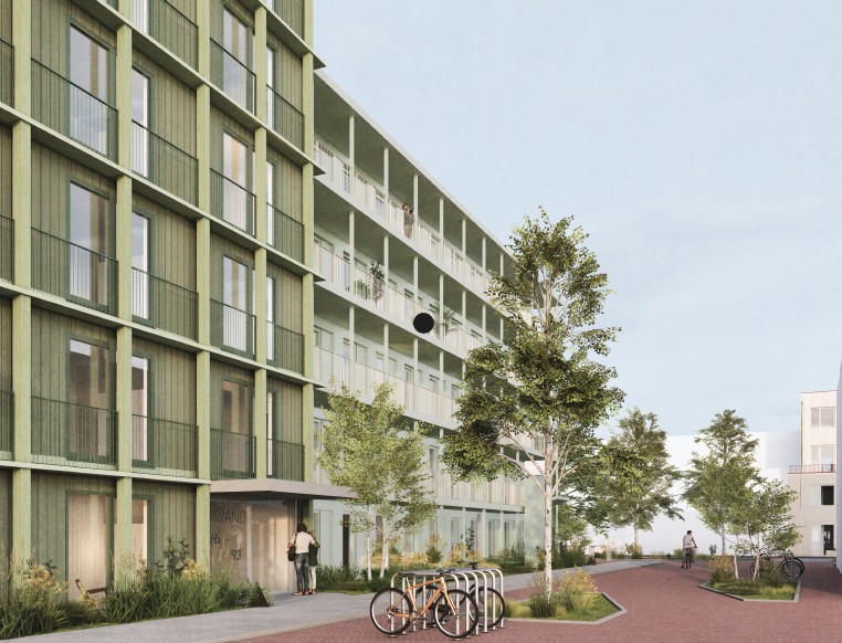 Impressie van een deel van de woningen op kavel 7