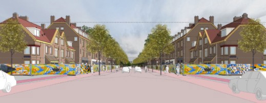 Afbeelding van de Van der Pekstraat met bouwdoeken