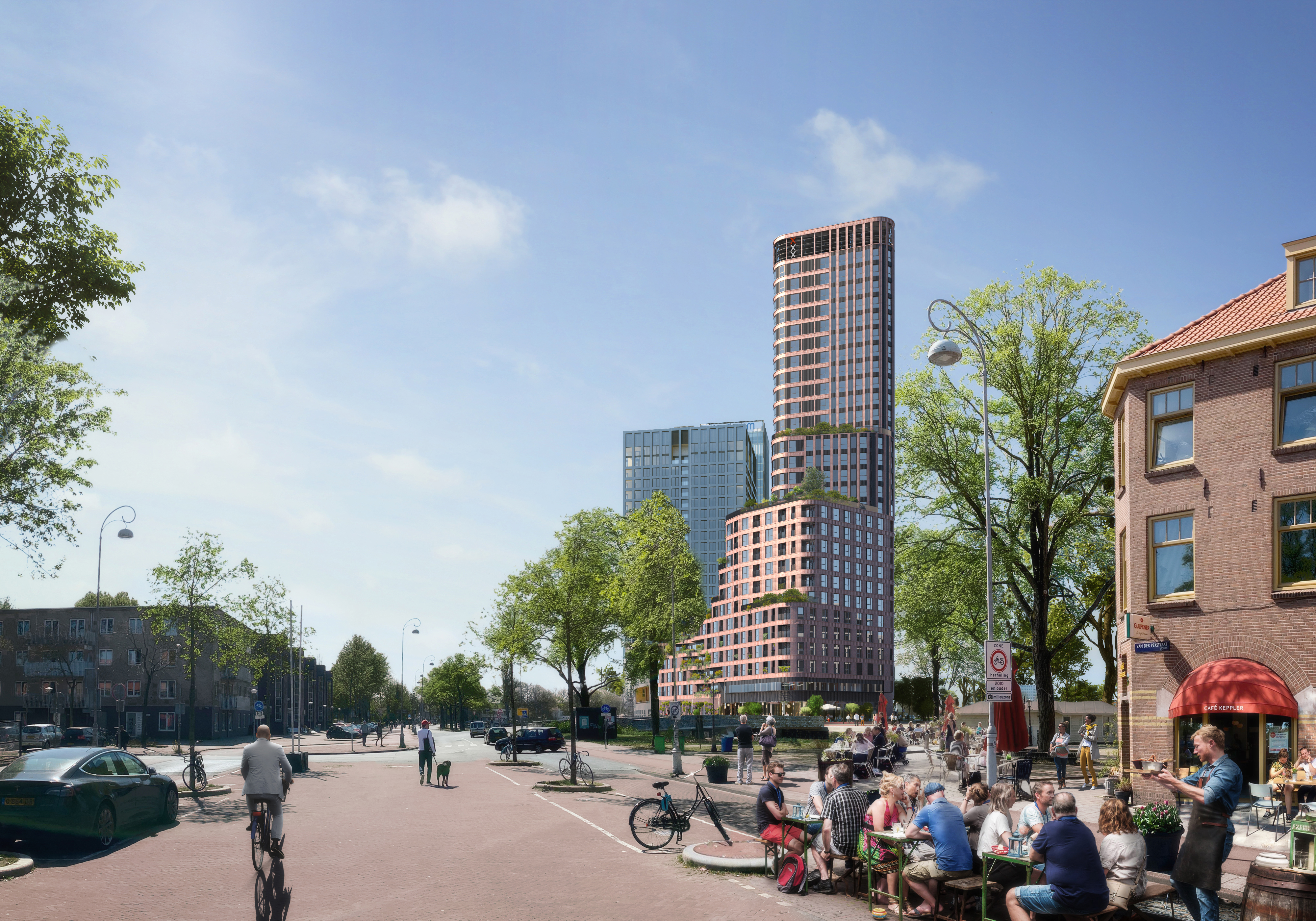 Impressie van de Brinktoren gezien vanuit de Van der Pekbuurt